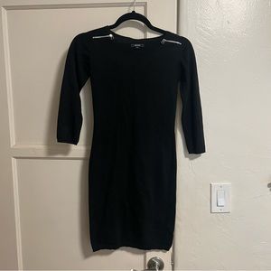 Black mini dress - wool blend, size XS